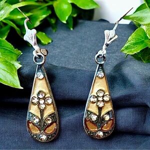 Elegant Gold and Silver Floral Earrings